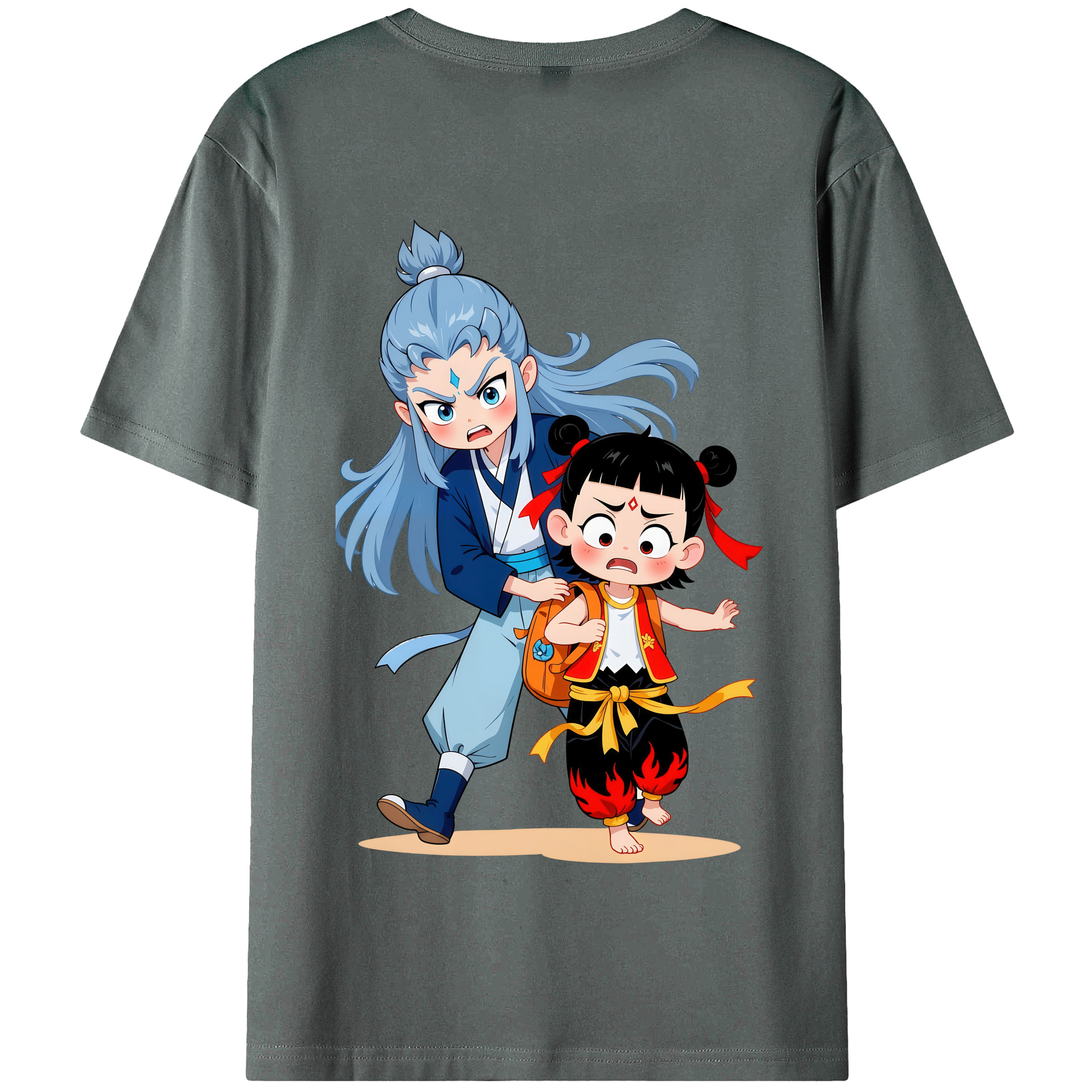 （画像用） Ne Zha 2 ナタ 魔童の大暴れ 綿100％半袖Tシャツ（背面プリント）